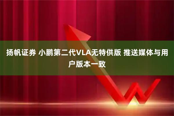扬帆证券 小鹏第二代VLA无特供版 推送媒体与用户版本一致