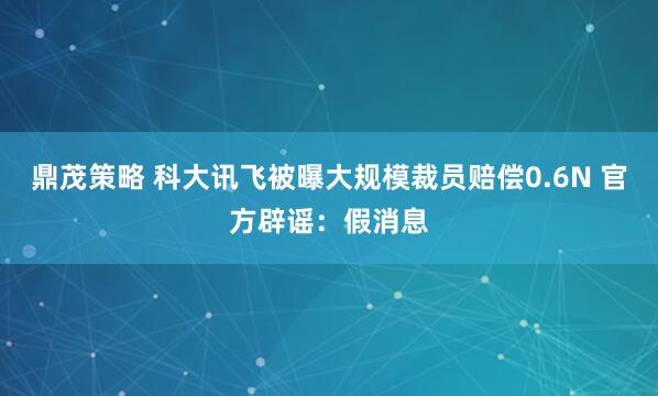 鼎茂策略 科大讯飞被曝大规模裁员赔偿0.6N 官方辟谣：假消息