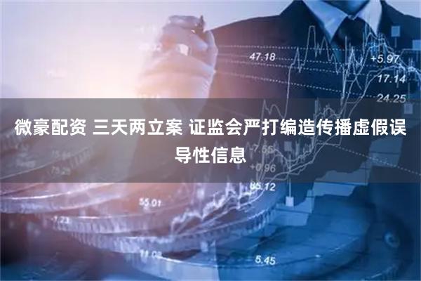 微豪配资 三天两立案 证监会严打编造传播虚假误导性信息